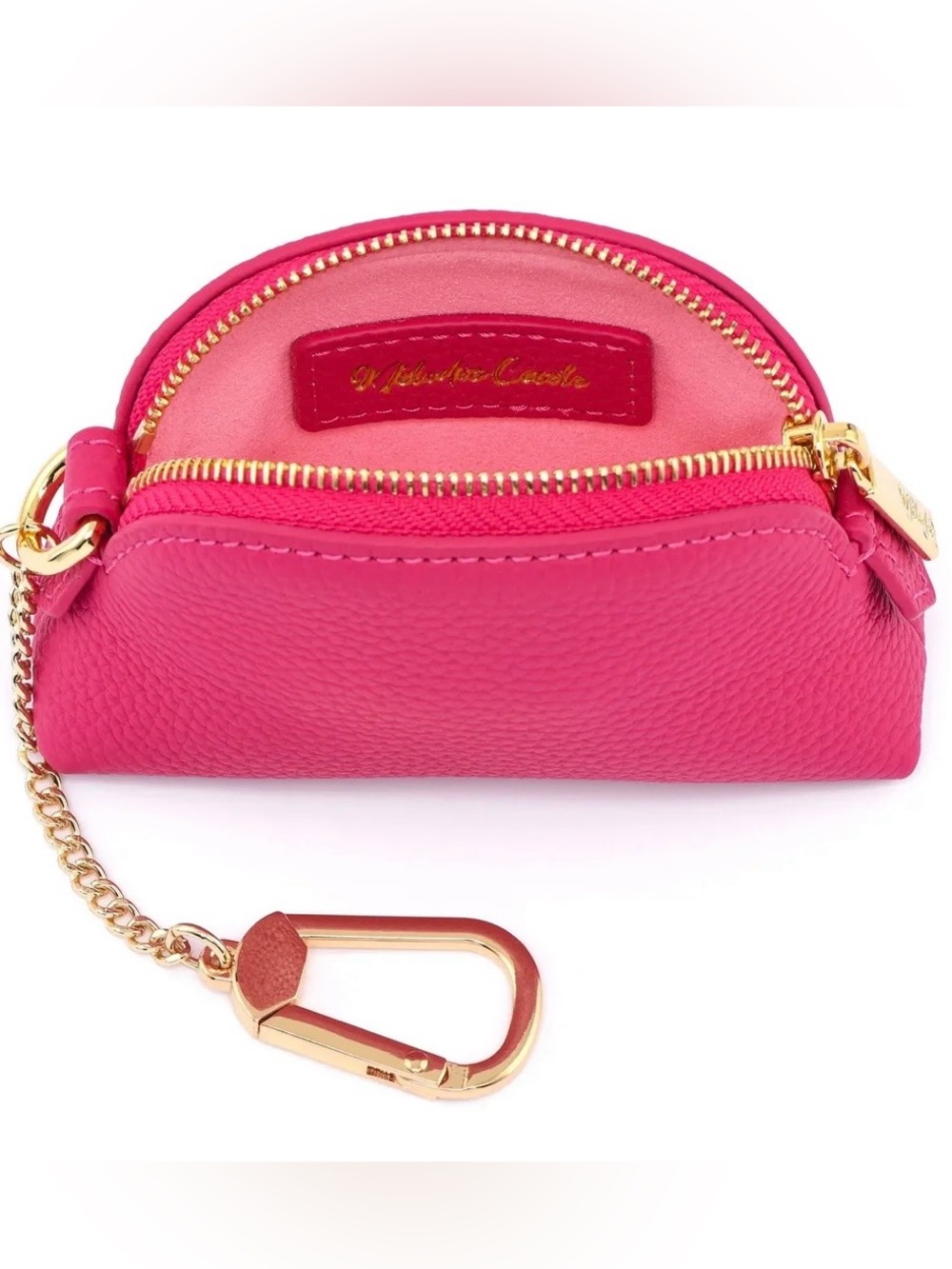 Dress Up Your Purse Leather Lippy Case/Keyring In Brilliant Pink w Gold-tone hwe